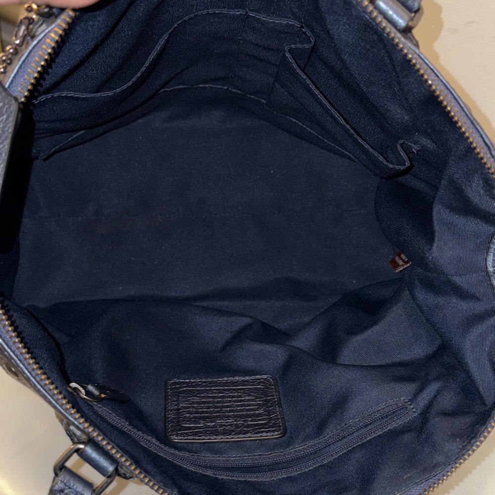 Coach Mickie Dark Blue Metallic Leather Tote and Wallet Set - Picture 8 of 11